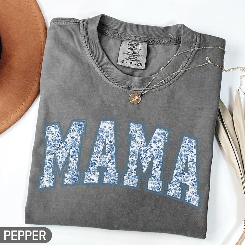 Comfort Colors Mama T-Shirt, Toile Floral Mama TShirt, Pregnancy Announcement Boy, Mom Life Tee, Cute Mom Mothers Day Gift, New Mom TShirt