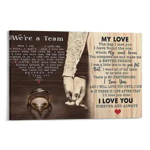 We're A Team Couple Painting Canvas Wall Art for Husband Wife Birthday Anniversary Lover Home Decor Picture for Bedroom Living Room Eco-Friendly Fade-Resistant Waterproof UV-Protected