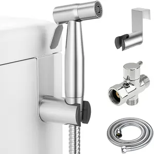 Handheld Bidet Sprayer for Toilet, Single Unit, New Premium Stainless Steel Adjustable Water Pressure Jet Spray with Bidet Hose, for Feminine Wash, Muslim Shower, Cloth Diaper Sprayer & Personal Hygiene Kit