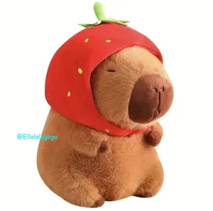 Strawberry Capybara Plush Toy, Summer Gifts, Cute Capybara Anime Fluffy Toy, Creative Birthday and Holiday Gift Options, Room Decor, Thanksgiving, Chrismats Gift Set Stuffed Animal Snuggle Bear