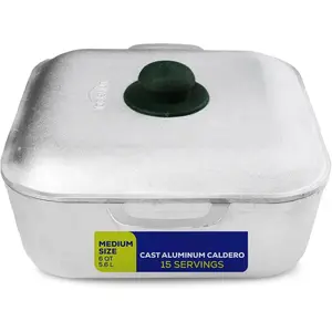 Square Caldero (6 Quart - 15 Cups), Stainless  Pot, Oven Safe, Even Heat Distribution and Fast Cooking Dutch Oven Pot with Lid, Ideal for Rice,  Fries, and More