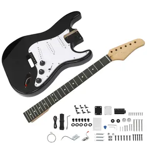 DIY 6-String ST-Style Electric Guitar Kit Black Mahogany Body Maple Neck No Welding Required Beginner Friendly Build Your Own Guitar - Durable