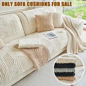 Solid Soft Sofa Covers Machine Washable Cushion , Non-Slip Plush Sectional Sofa Slipcovers, Boho Couch Cover for Sofa, Pet-Friendly Furniture Protectors
