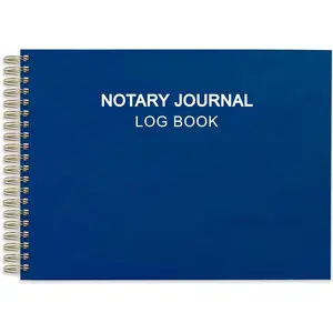 Hardcover Notary Journal Log Book, 420 Record Entries, 140 Numbered Pages, 10'' X 7'' Horizontal Public Journal for Notarial Records, 100gsm Thick Paper Hardcover Notary Book, Blue