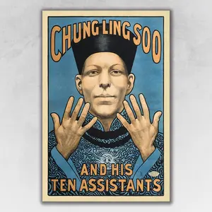 360 stand Chung Ling Soo Vintage Magic Photo Print - 20x30 in. Artistic Heavyweight Matte Paper Multi-Color Poster, Room Decor, Decoration with Vintage Design for Home Supplies, Wall
