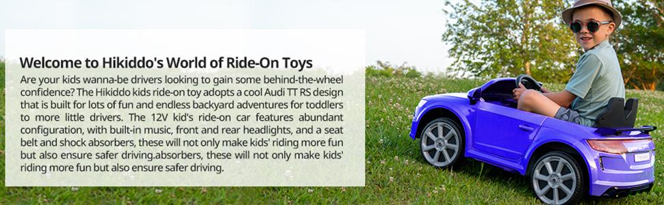 Hikiddo 12V Kids Ride on Toy Car, Licensed Audi Electric Car for Toddler with Remote Bluetooth Outdoorfun