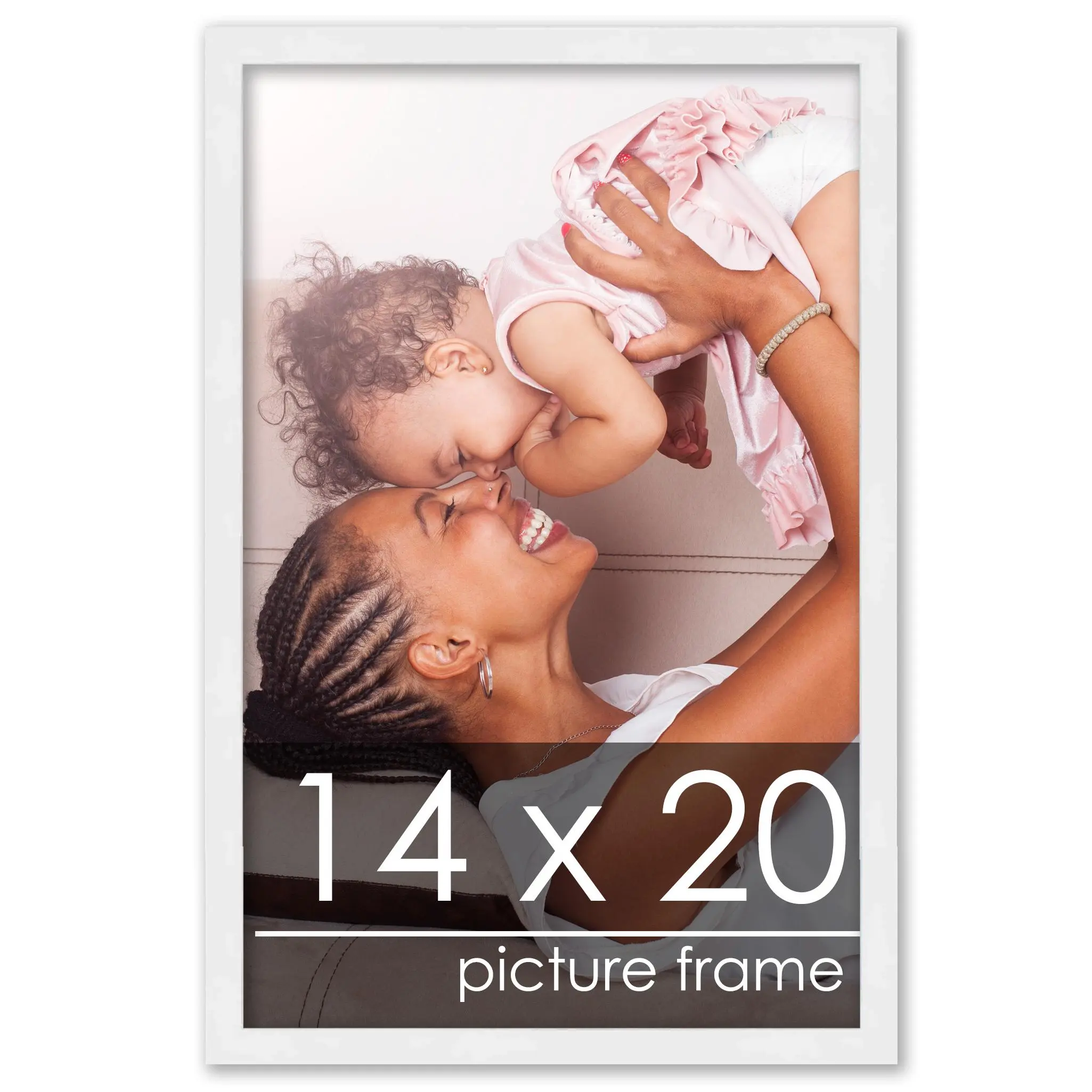 14x20 White Wood Picture Frame - UV Acrylic, Foam Board Backing, Hanging Hardware