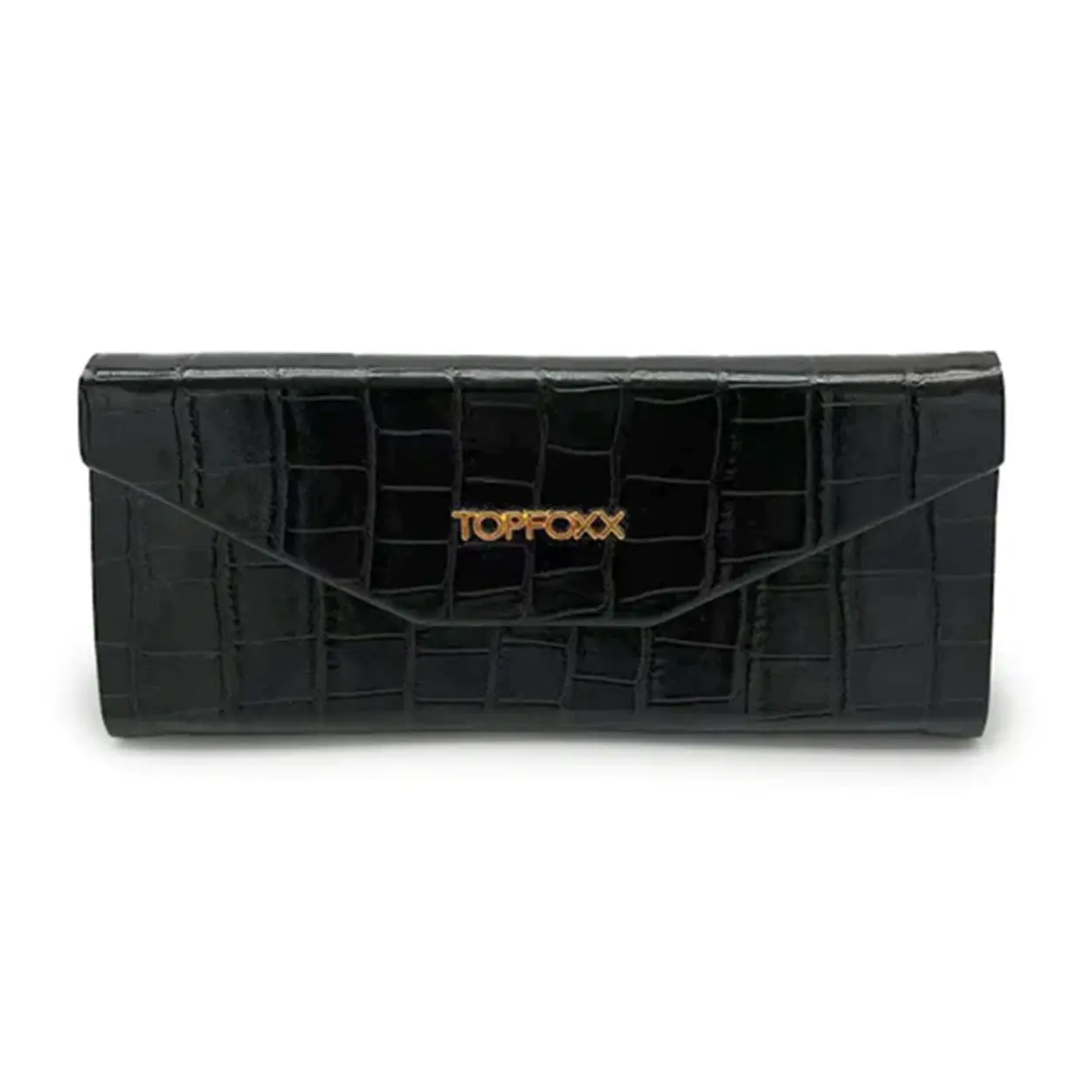 Faux Croco Hard Case - Black - Foldable Design - Sunglasses Cases For Women & Men