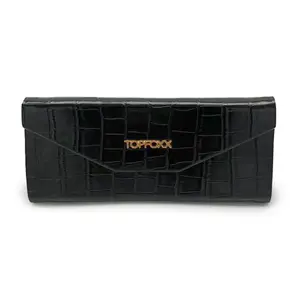 TopFoxx Black Faux Croco Hard Case with Gold Logo