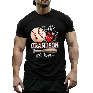 That' s My Grandson Out There Baseball T- Shirt - Soft Cotton, Casual Fit, Short Sleeve, Round Neck, Black with Baseball & Bat Graphic, Perfect for Mother' s Day or Grandma' s Support
