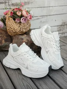 Women's Casual Sport Shoes Dad Sneakers Colorblock Round Toe Lace-Up Outdoor Hiking Walking Cheerleading Student Shoes