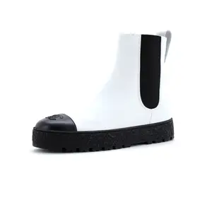 Pre-owned Chanel Women's CC Turnlock Cap Toe Chelsea Boots Leather by Rebag