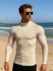 New 2026 Men's Casual Stand Collar Zipper Short Sleeve Summer Tight Fit Shirt, Stylish and Comfortable Summer Wear