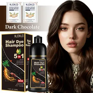 Dark Chocolate Hair Dye Shampoo for Women Men, Herbal 3-in-1 Hair Color Shampoo, Colors Hair in Minutes, Semi-Permanent Brown Hair Dye, Shampoo Para Pintar El Cabello, Easy to Use at Home - 16.90 Fl Oz