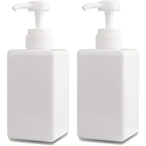 Pump Bottle, Refillable Plastic Empty Lotion Soap Dispenser Liquid Container for Bathroom Shampoo and  Wash, 15oz/450ml White 2 Pack