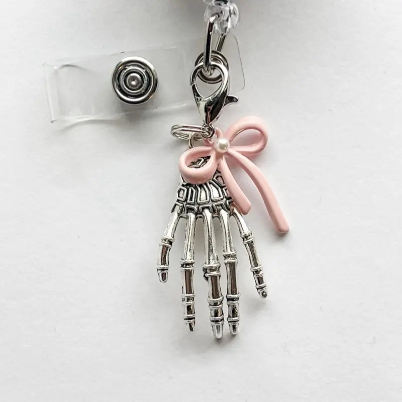 Skeleton Hand Badge Reel Charm - Spooky October Shoe Charm with Metallic Design, Personalizing Your Badge Reel, Punk, Goth, BADGE REEL NOT INCLUDED