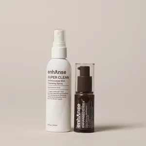 Enhanse Recovery Routine, Under Eye Gel & Super Clean Face Mist for Men & Women, Brightening Caffeine Eye Cream with Peptides & Face Wash Alternative with Hypochlorous Acid
