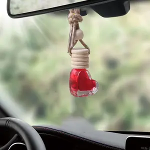 Heart-Shaped Hanging Essential Oil Diffuser Bottle, Car Air Freshener, Home & Office Deodorizer, Portable Design, Decorative Gift, Car Fragrance