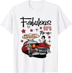 Rockabilly Tshirt For Men Women 1950s Sock Hop Pin Up Girl T-Shirt - Dongshengwu Shop 85B08CCM9MWP
