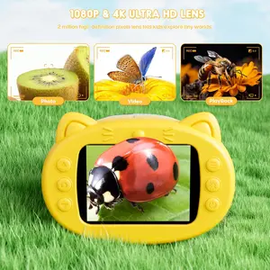 Kids Handheld Digital Microscope & Magnifying Glass, 2.4" Screen 50-1000X Zoom Portable Microscope with 8 LED Lights, Rechargeable Photo Video Nature Exploration Toy, Educational Science Gift for Boys Girls Ages 3-12