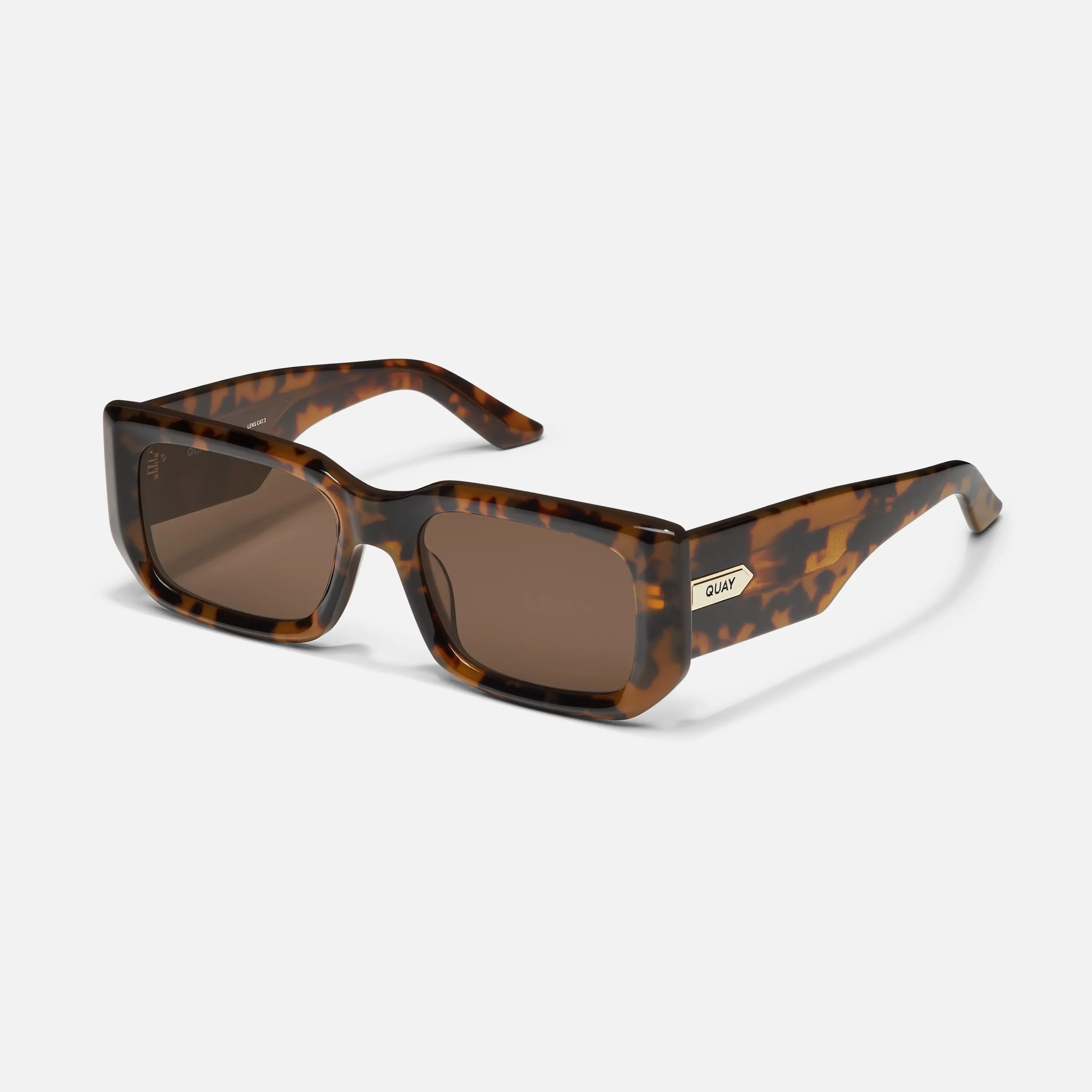QUAY AUSTRALIA TELL ME MORE Sunglasses - Adjustable Rectangular Acetate Frame with Universal Nose Pads & Tall Arms