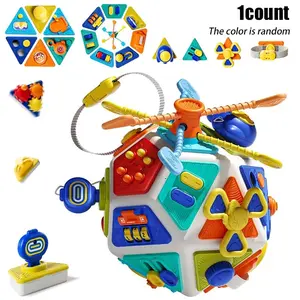 22-In-1 Baby Busy Board Activity Cube Toy, Educational Hand Grip Ball, Sensory Multi-Faceted Toy, Travel Learning Tool for 1-3 Year Olds