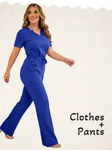 Scrub Nurse Medical Uniforms Workwear With Pocket Nursing Uniform Hospital Set VNeck Breathable Short Sleeve Doctor Clothing Scrubs Suit