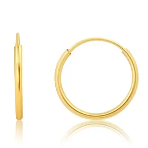 Solid 14k Gold Hoop Earrings for Women | 1mm Tube Yellow Gold Hoop Earrings 14k Real Gold | Flex Continuous Hoop Gold Earrings