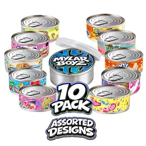 12 Pack Pull Top Tin Can (2.6" x 1") Packaging Containers Bundle – Assorted Designs