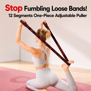 Adjustable 12-Loop Stretch Strap, a Lightweight and Portable Gym Accessory for Yoga, Pilates, and Full Body Flexibility Training, Gym Accessories