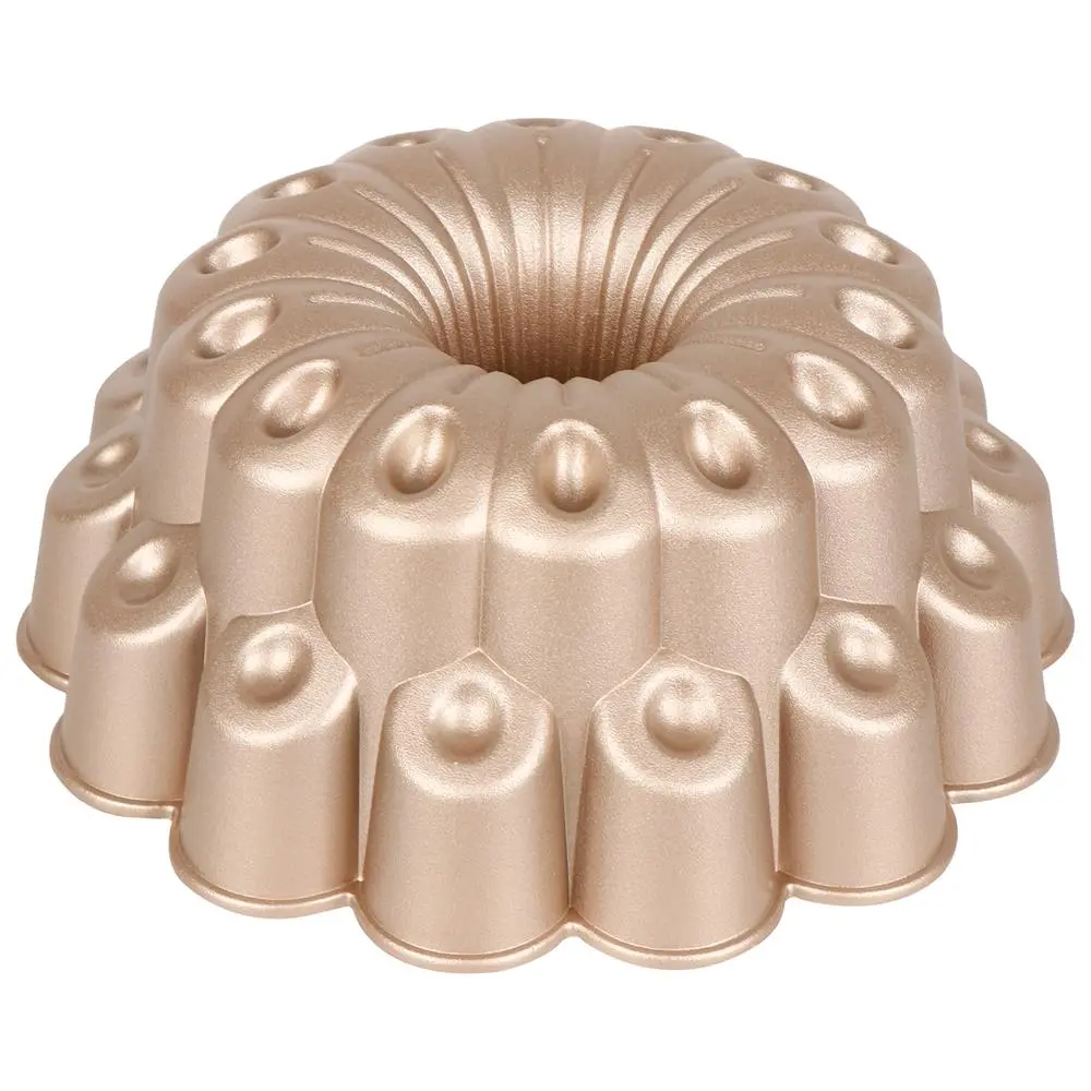 NutriChef 9" Nonstick Die-Cast Aluminum Marquise Bundt Cake Pan - Heavy-Duty Oven-Safe Bakeware with Fluted Edges, Heat-Resistant Aluminum Pan Bundt Tin for Home Baking