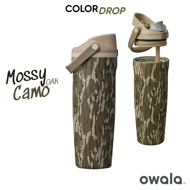 [New] Owala Mossy Oak Camo 30oz Freesip Sway Tumbler, limited edition, 24-hour insulation, Durable Stainless Steel Reusable Water Cup with Straw for Adventure and Everyday Hydration