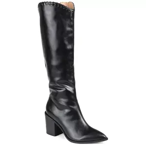 Journee Collection Women's Daria Stacked Heel Knee High Boots Black 7.5