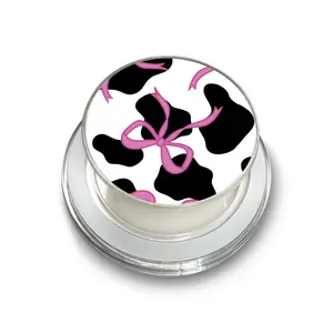 Pink Cowprint Bow Magnetic Phone Grip