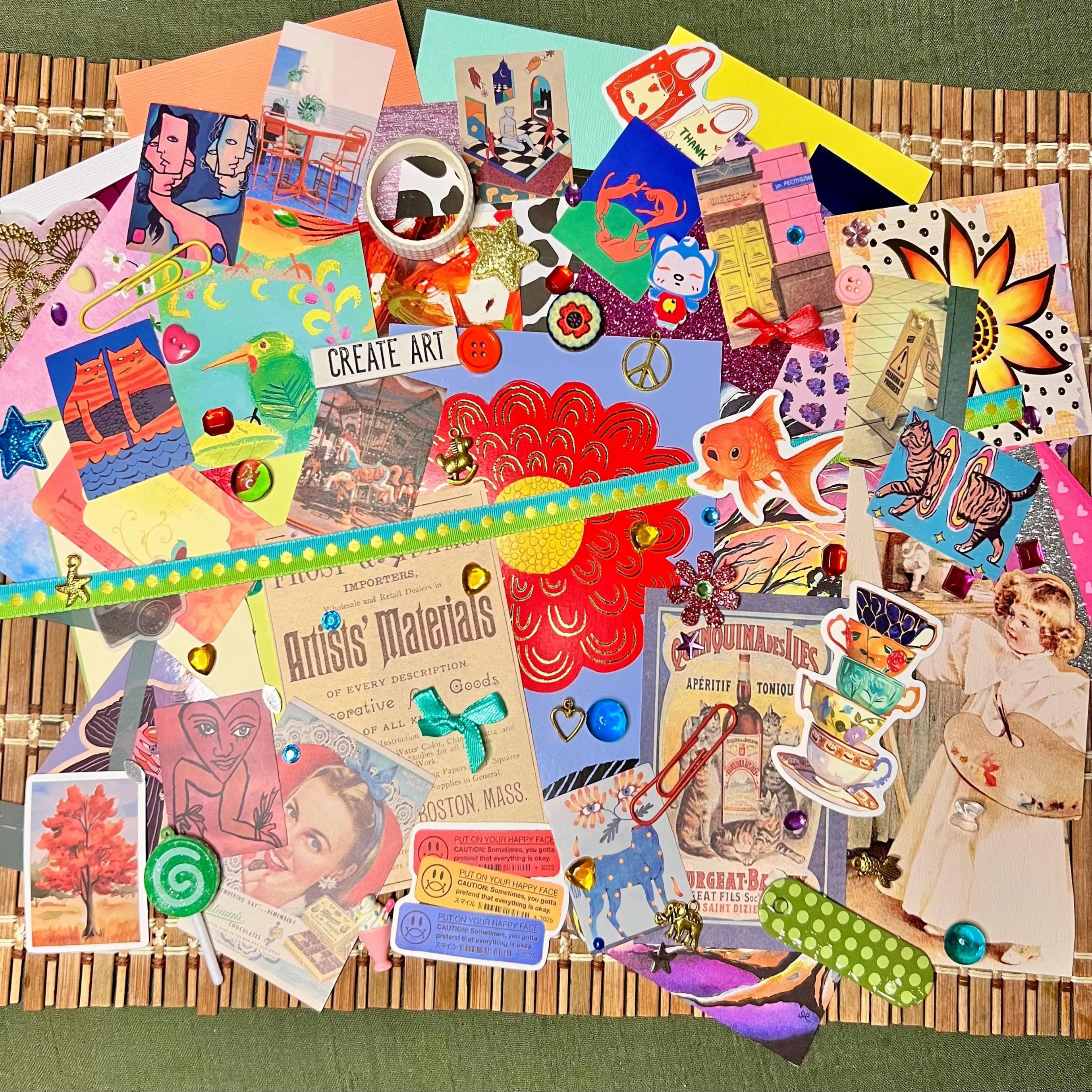 Maximalist ephemera pack: whimsical artsy junk journal kit, eclectic collage scraps