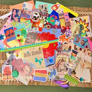 Maximalist ephemera pack: whimsical artsy junk journal kit, eclectic collage scraps