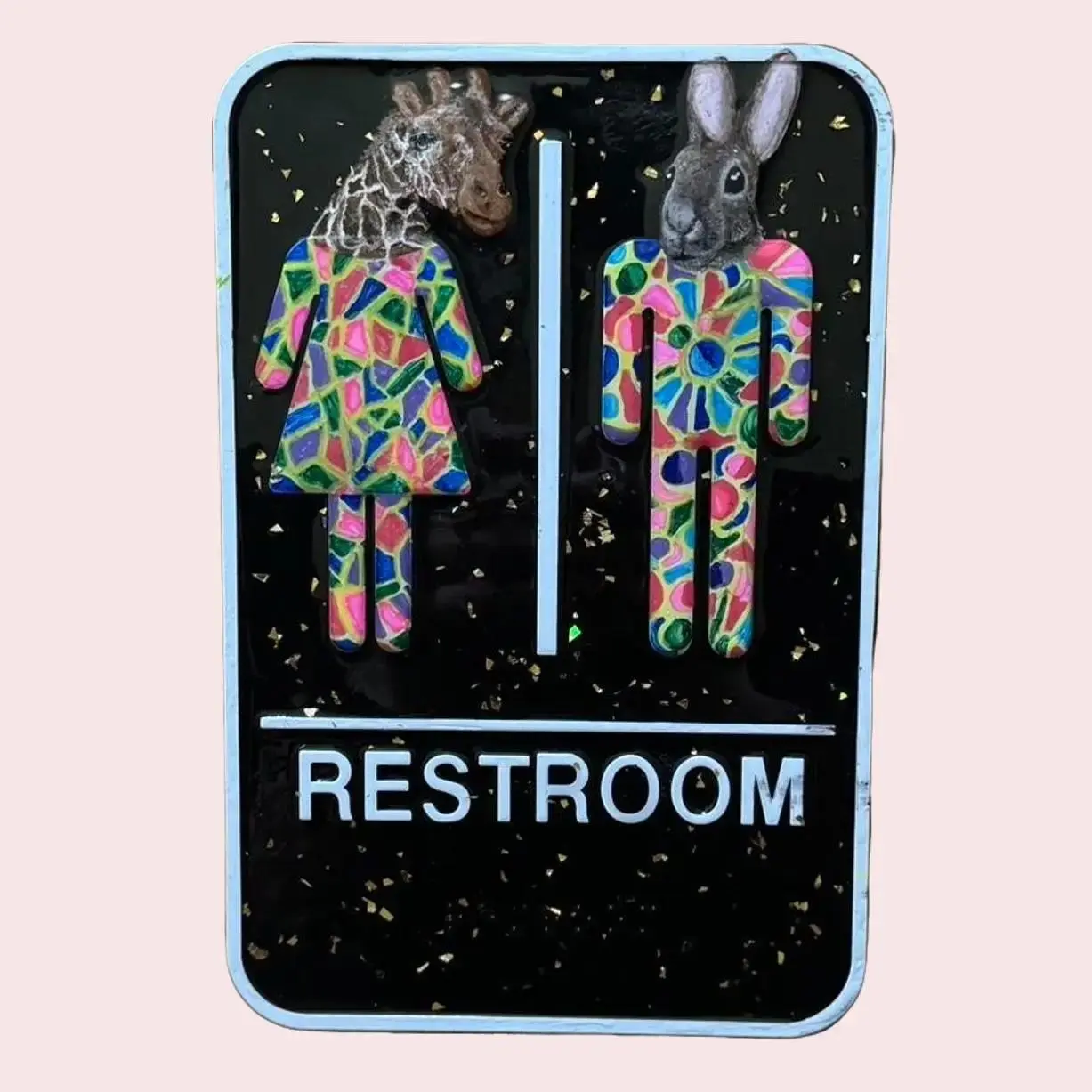 Custom Painted Animal Bathroom Sign - Customizable Design with Unique Animal Theme - Purchase Options Available