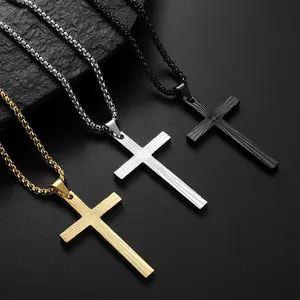 Titanium steel jewelry stainless steel refractive light cross necklace simple pendant