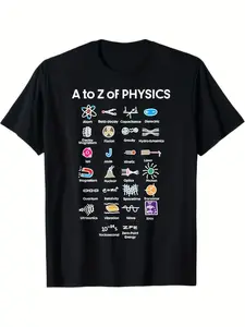 7.5oz Unisex Cartoon Pattern T-Shirt, Physics String Theory Theme, Loose-Fit Casual Long Sleeve Shirt, Perfect Gift for Father's Day