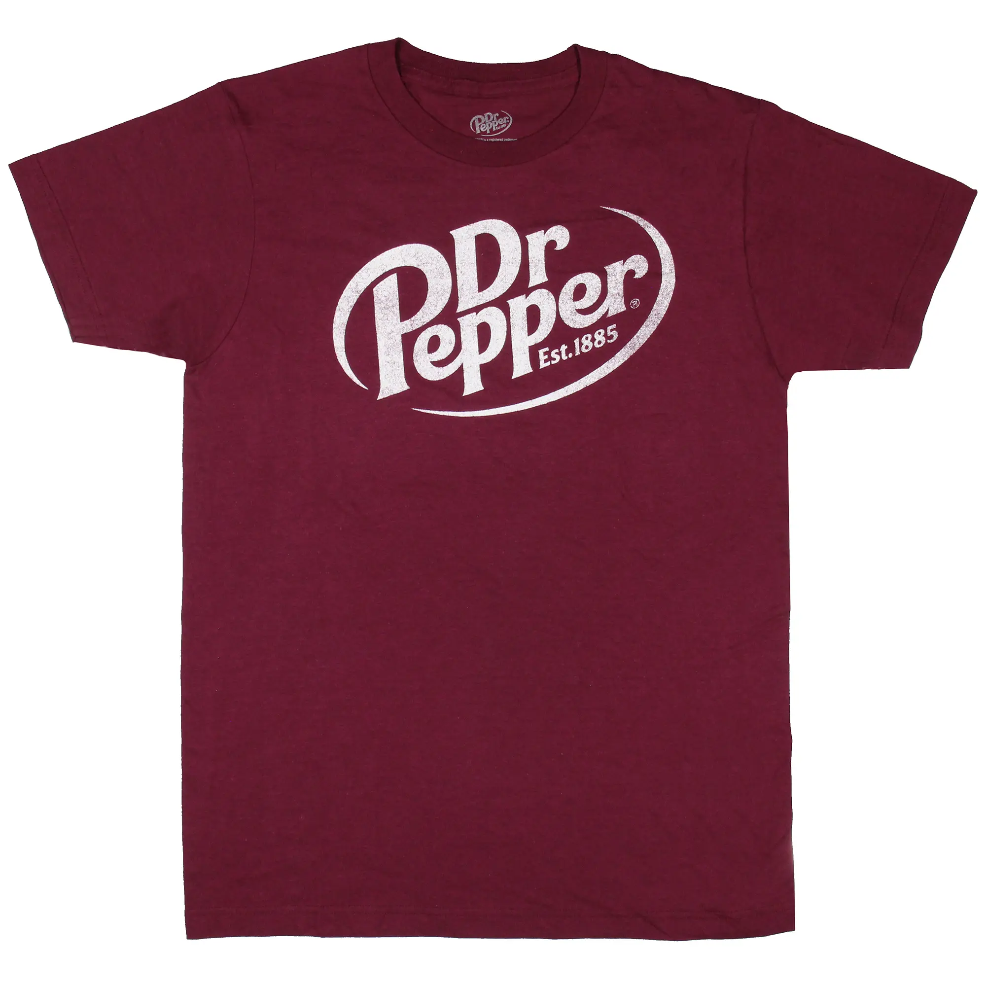 Dr. Pepper Men's Distressed Logo T-Shirt Established 1885 Short Sleeve Tee, Tshirt, Top, Round Neck, Soft, Classic, Cotton