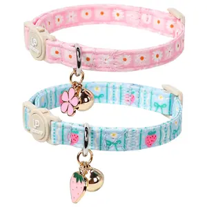 UP URARA PUP 2 Pack Breakaway Cat Collar with Bell, Adjustable Lightweight Cat Accessory for Girl Boy Cats