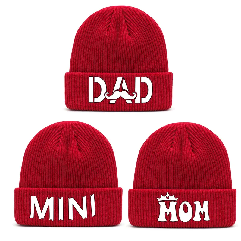 Street Style Mini Text Beanie, Casual Warm Polyester with an Elastic Fit, Unisex 1 Size for Autumn & Winter, One Size