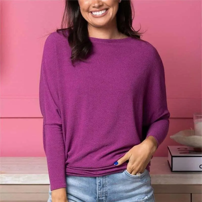 "Dreamy Knit" Boatneck Dolman Top Knitwear Womenswear Knitting Basic