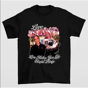 Stepheen Hawking and Jeffreyy Love Island T-Shirt Showcasing Satirical and Playful Design
