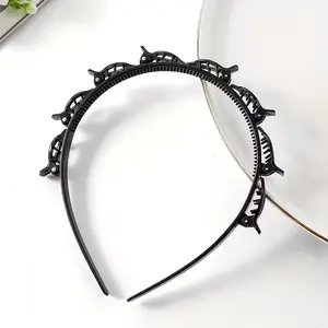 1pc Braided Hair Band Small Clips Bangs Holder Multi-Layer Hollow Out Braiding Zigzag Headband, Chic Headbands, Stylish & Functional Accessory