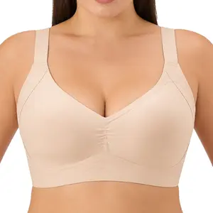 VRCOMFY Women's Comfortable Wireless Bras Push Up Bralettes Seamless T-Shirts Deep V Everyday Bras - Womenswear