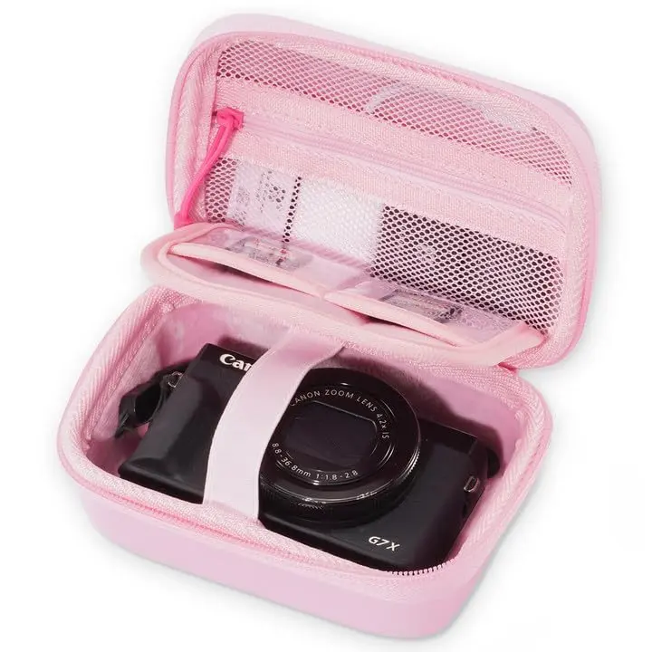 Hard Shell Digital Camera Case, Portable Handheld or Backpack Storage Holder, Protects Digital Cameras While Organizing Gear, Full Protection Against Bumps, Outdoor Travel Photographic Accessory, Pink
