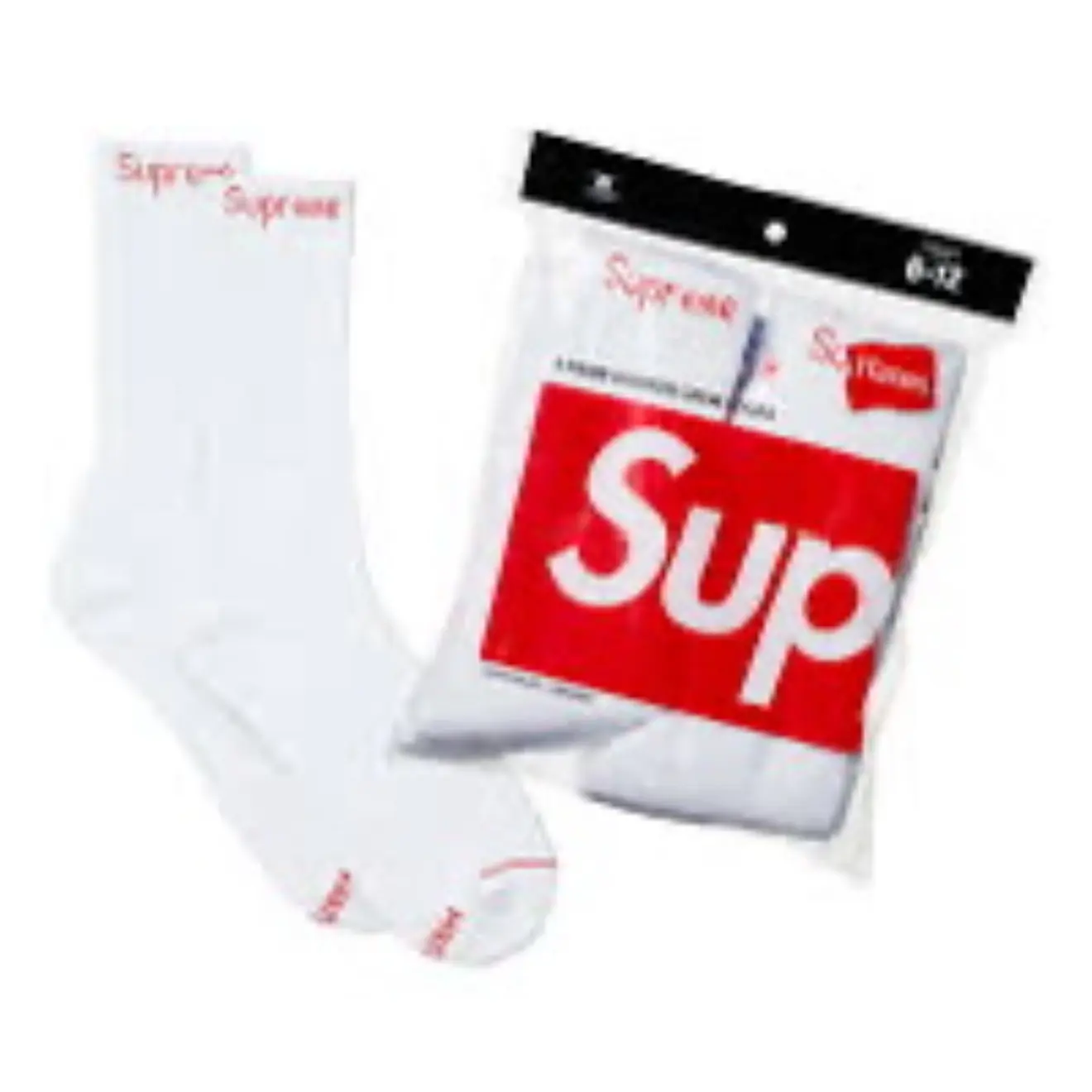 Supreme Hanes socks 4 pack 6-12M (white)