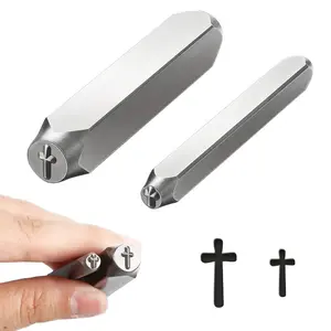2pcs Metal Stamping Punch Tools Set, Cross Shape Die for Jewelry Making, Leather Wood Clay Crafting, Durable Metal Stamp Kit