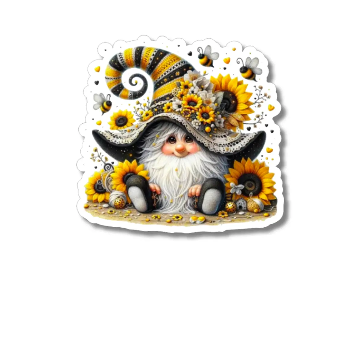3 pack Gnome with Sunflowers Decal Sticker for Drink Tumblers, Adorable Funny Laptop Decals, Binders, Phones and so much more!